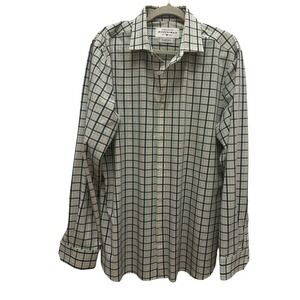 Mizzen Main Leeward Mens Long Sleeve Shirt XXL Trim Fit White Blue Button Front